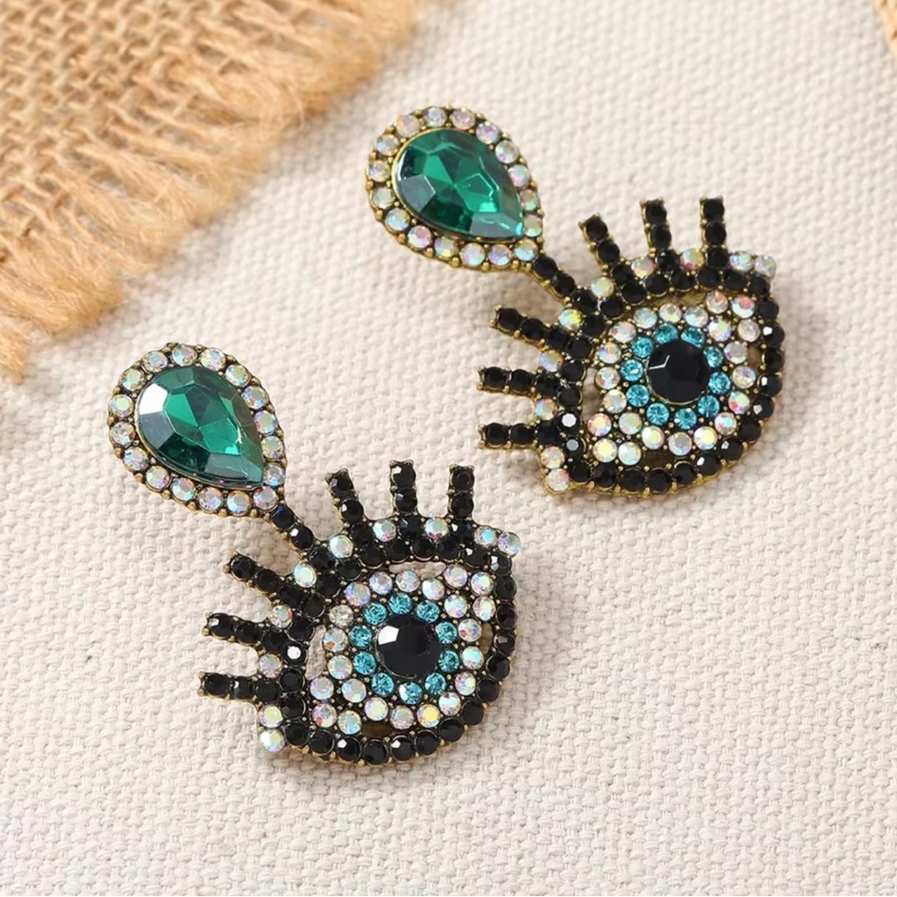 Emerald HTF Green Eye Drop Earrings